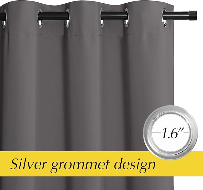 NICETOWN Blackout Doorway Curtains Privacy, Grommet Closet Curtain for Bedroom, W42 x L95 Inch Solid Temporary Door Cover Curtains, Room Divider Window Curtain Drape, 1 Panel, Grey - Image 6