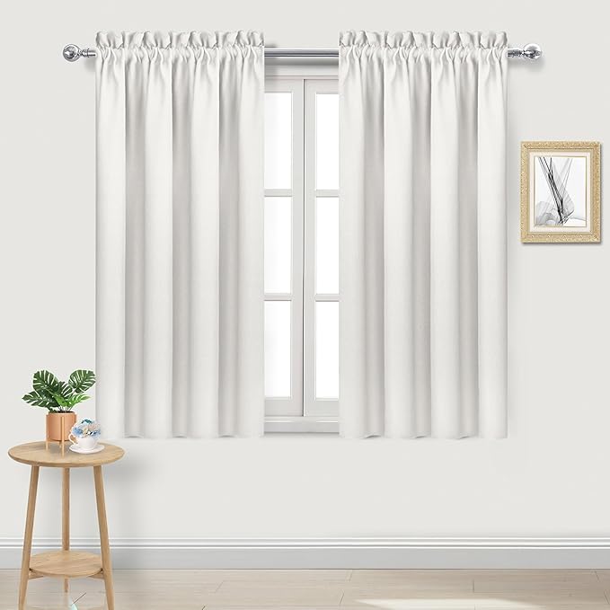 DWCN Blackout Curtains Thermal Insulated, Energy Saving & Noise Reducing Bedroom and Living Room Curtains, Ivory, W 42x L 54 Inch, Set of 2 Rod Pocket Curtain Panels by DWCN