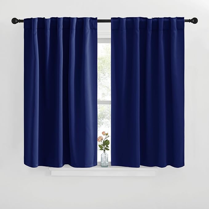 NICETOWN Blackout Curtain Panels for Living Room - (Royal Blue Color) 29x30 inch, 2 Panels Set, Room Darkening Blackout Drapes for Window by NICETOWN