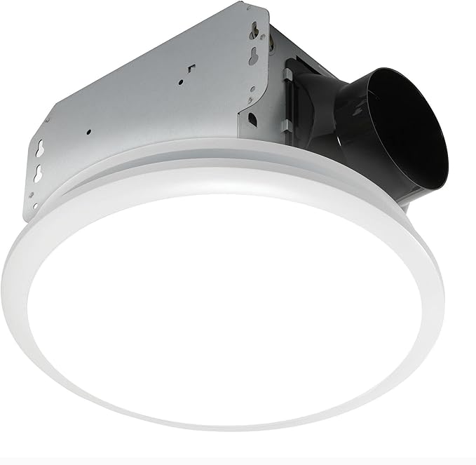 Homewerks 7141-80 Bathroom Fan Integrated LED Light Ceiling Mount Exhaust Ventilation 1.1 Sones 80 CFM, White by HomewerksWorldwide