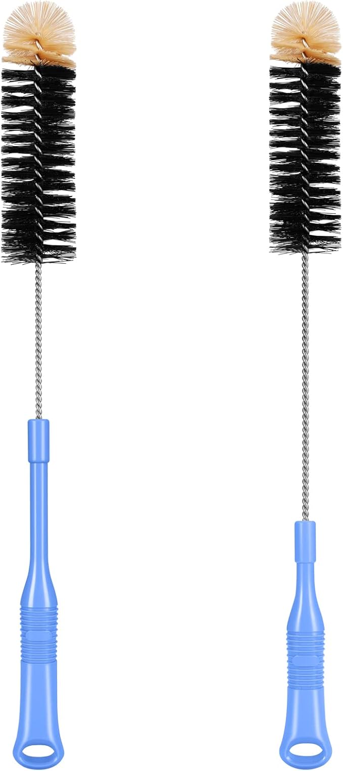 Bottle Cleaning Brush, 17 Inches Extra Long Handle Water Bottle Brush, Flexible Bendable Cleaner for Washing Narrow Neck Bottles, Wine Decanter, Kombucha, Pipes, Beer Brewing Supplies, 2 Pack by mosolan