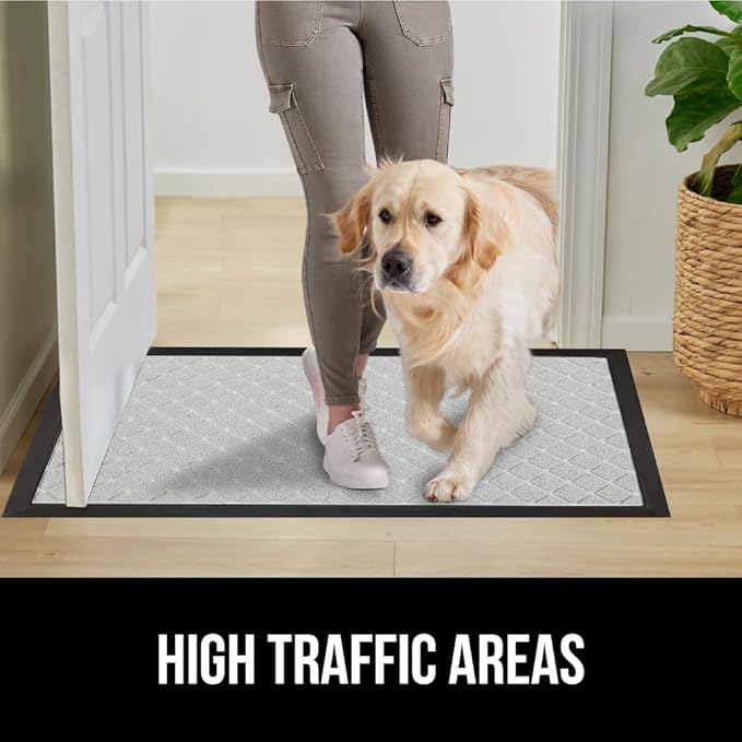 GORILLA GRIP 100% Waterproof All-Season WeatherMax Doormat US Designed Natural Rubber, Stain and Fade Resistant, Low Profile Indoor Outdoor Door Mats, Easy Clean Patio Mat, 23x35, Light Gray - Image 6