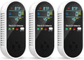 Carbon Monoxide Detectors & Natural Gas Detector, 4-in-1 Carbon Monoxide Detectors Plug in, Gas Leak Detector with Dual Alarms, Temperature & Humidity Sensor for Home, RV, Black, 3 Packs by VilfeLLC