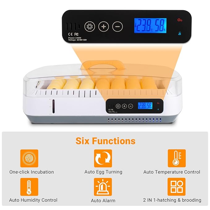 Winado 35 Chicken Incubator for Hatching Eggs, Egg Incubators w/Visual Water Level & Automatic Egg Turning & Temperature Humidity Control & Egg Candler - Image 2