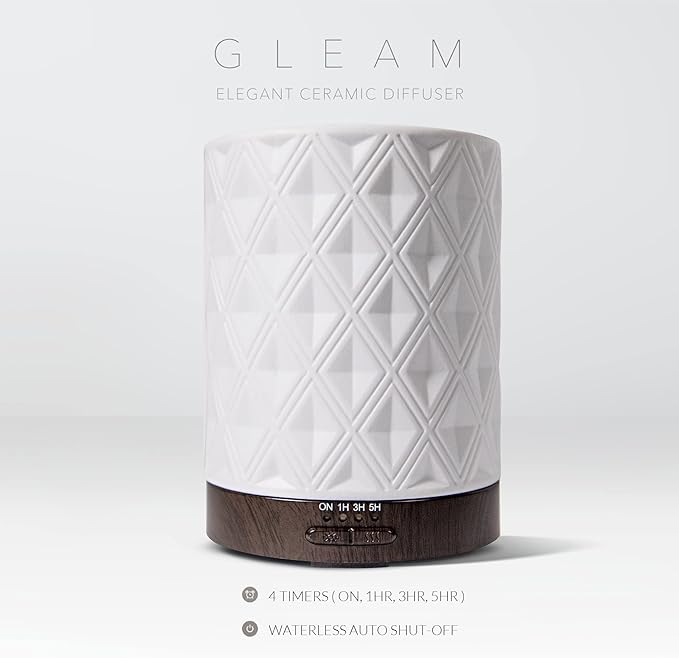 Earnest Living Essential Oil Diffuser for Large Room White Ceramic 250ml Aromatherapy Diffuser with 4 Timers 7 Night Lights and Auto Off Function for Home Gift - Image 3