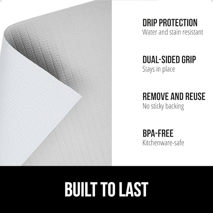 GORILLA GRIP DripGuard Shelf Liner, Non-Adhesive Drawer and Kitchen Cabinet Protector, Strong Grip Slip Resistant Underside, Smooth Surface Liners for Cabinets, Bathroom Closets 17.5x120 In Light Gray - Image 2