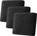 H.VERSAILTEX Velvet Stretch Couch Cushion Cover Plush Cushion Slipcover for Chair Loveseat Sofa Cushion Furniture Protector Seat Cushion Sofa Cover (3 Piece XL Sofa Cushion Covers, Black) by HVERSAILTEX
