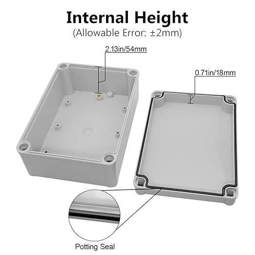LeMotech Junction Box IP67 Waterproof Dustproof ABS Plastic Project Box for Electrical Outdoor Enclosure Gray 6.9 x 4.9 x 3 inch (175 x 125 x 75 mm) - Image 4
