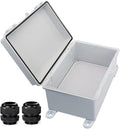 Waterproof Outdoor Electrical Box Junction Box Weatherproof IP67 ABS Plastic Enclosure Switch Router Project Box with Mounting Plate with Wall Bracket 2 Cable Glands Grey 11.4"x7.5"x5.5" by YETLEBOX