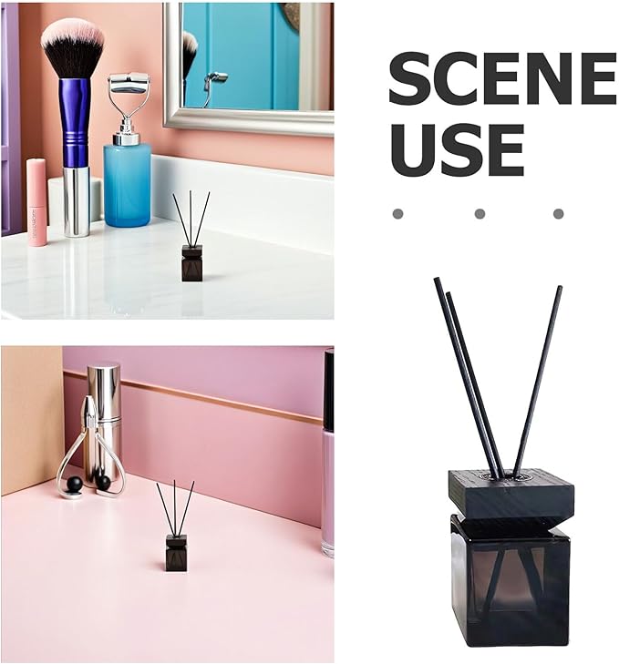 1set Empty Diffuser Bottle Wooden Lid Rattan Fragrance Oil Bottle for Home Office Spa and Bathroom Decor - Image 3
