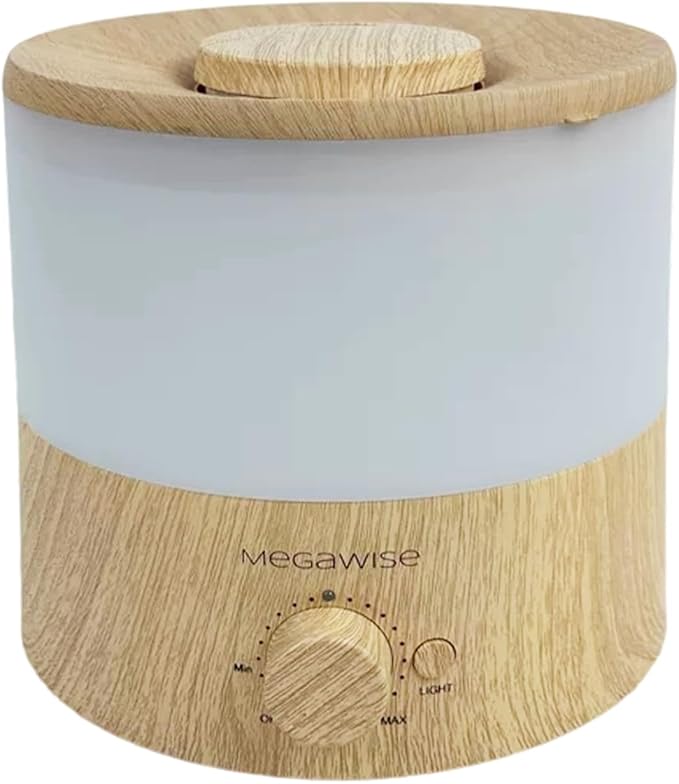 MEGAWISE 2025 Upgraded Ultrasonic Cool Mist Humidifier - 1.5L Capacity, Whisper-Quiet & Adjustable Mist, Auto Shut-Off Safety Feature – Perfect for Home, Office, Baby Nursery & Bedroom by MEGAWISE