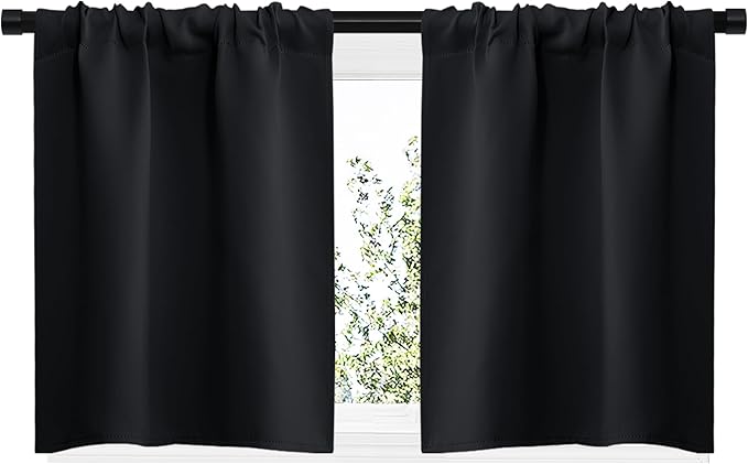 NICETOWN Short Curtains, Black Out RV Bunk Panels for Kitchen - Energy Smart Decoration Thermal Insulating Blackout Drapes/Draperies for Small Window (2 Panels, 29 inches Wide by 20 inches Long) - Image 2