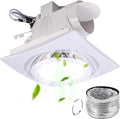 FEITON Bathroom Fan with Light Exhaust Fan Ceiling Mount Vent Fan Light Combo, 30W, 110V, 110 CFM 1.0 Sones, Square Quiet Ventilation Fan with LED Light by FEITON