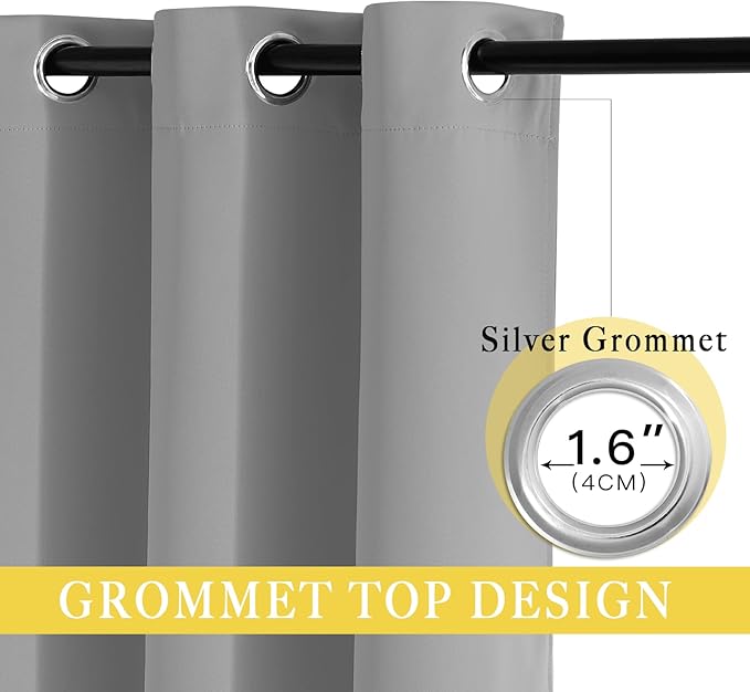 NICETOWN Blackout Silver Grey Sliding Door Curtains 90 inch Length, Thermal Insulated Grommet Room Darkening Window Treatments for Bedroom/Living Room, 1 Panel, W80 x L90 - Image 3