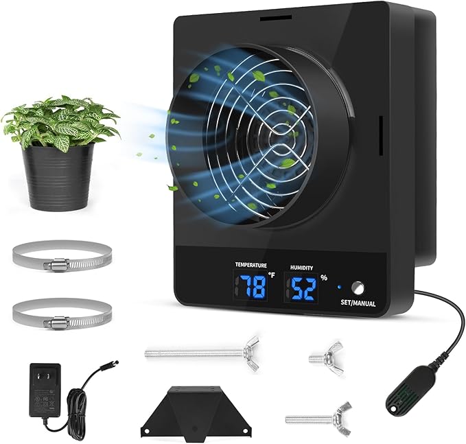 4-Inch Grow Tent Inline Duct Fan, Automatic Temperature & Humidity Sensing Control, Ventilation System for Grow Tents, Greenhouses by DAOTAILI
