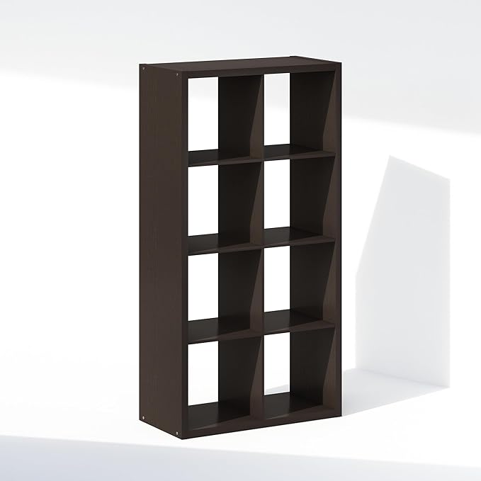 Furinno Simple Cube Storage Organizer, 8-Cube Display Shelf, Open Back Shelving Unit, Storage Shelves, Extra Thick Frame, for Organization and Storage, Living Room, Home Office, Dark Oak - Image 6