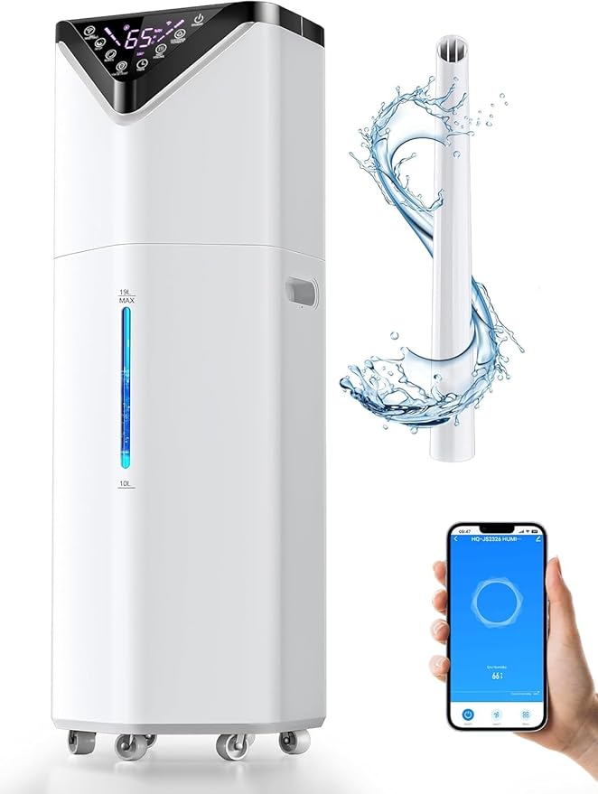 19L/5Gal Humidifiers for Bedroom Large Room 2800 sq ft, Quiet Humidifiers for Large Room, Floor Humidifier with 3 Mist Mode & Auto 180°Mist Tube for Home Whole House School Office Commercial Plants by HumidifiersforLargeRoom