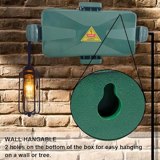 Outdoor Electrical Box Waterproof IP54 Extension Cord Cover(Inner 6.5 x 3.5 x 2.2inch) Wall-Hangable Box for Plug, Halloween, Christmas String Lights, Weatherproof Connection (1 PCS Green) - Image 7