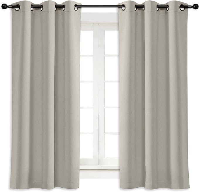 NICETOWN Natural Room Darkening Blind Shade for Kids Bedroom Triple Weave Home Decoration Light Blocking Solid Ring Top Curtain/Drape for Small Window (Single Panel, 42 x 63 inch) by NICETOWN