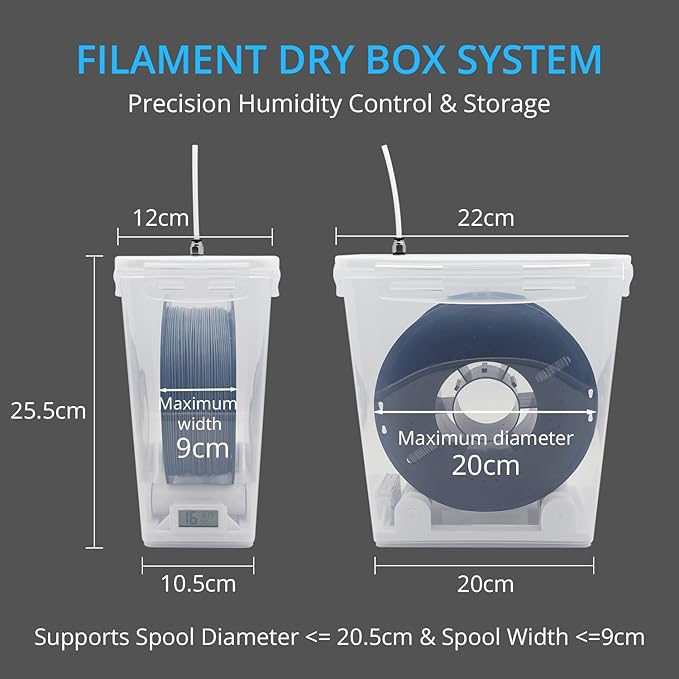 3D Printing Filament Storage Box, Dryer Box Continuous Filament Sealing and Protection While Printing, 5.8L Capacity Compatible with 1kg PLA PETG ABS TPU (White Without Desiccant) - Image 6