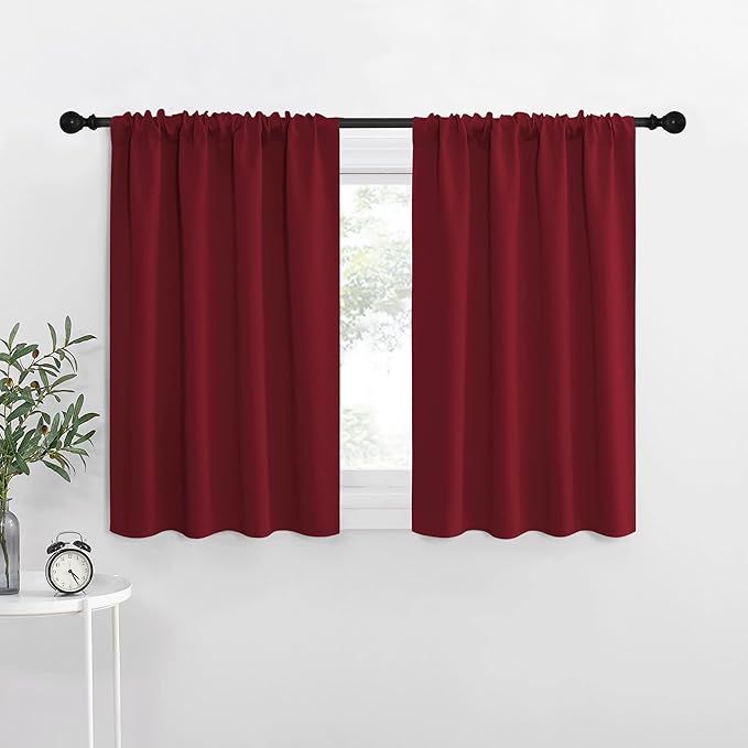 NICETOWN 36 inch Curtains for Small Windows, Thermal Insulated Privacy Short Drapes for Kitchen Bathroom (Set of 2, Burgundy Red, 42 in x 36 in (W x L)) by NICETOWN