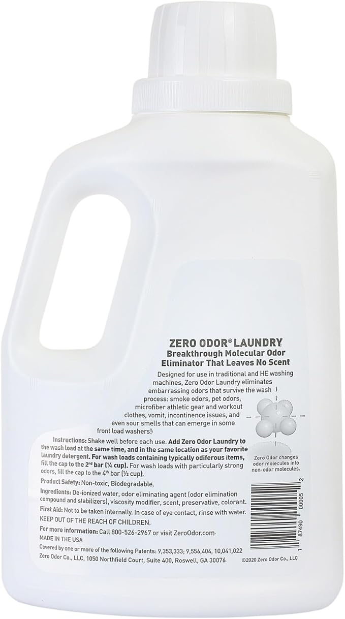 Zero Odor – Laundry Odor Eliminator - Permanently Eliminate laundry Odor – Patented Molecular Technology Best For Clothes, Towels & Linens, Shoes, Bags, Etc. - rinse and refresh Again, 64oz - Image 2