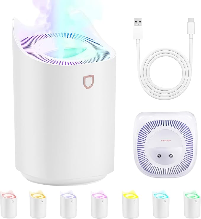 Blingbin Humidifiers for Bedroom, 3L Dual Nozzle Air Humidifiers for Home with Color Changing Night Light, Portable Quiet Cool Mist Humidifier for Baby Plant Office, 3 Mist Modes, Auto Shut Off - Image 8