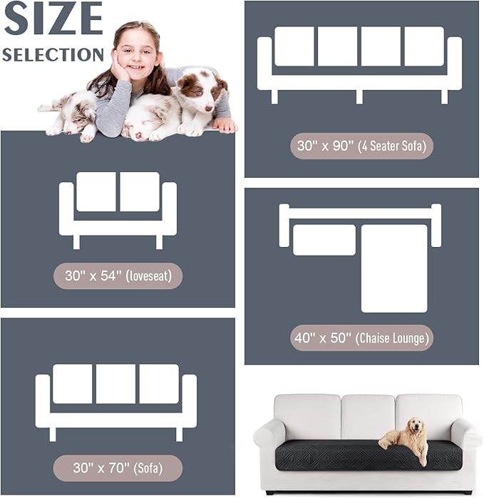 TAOCOCO 100% Waterproof Reversible Couch Cushion Cover for Dogs & Pets - Chaise & Sectional Sofa U Shape Couch Furniture Protector Slipcover (Black) - Image 6