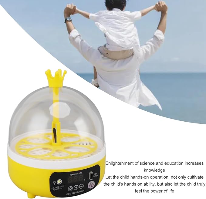 7W Egg Incubator, 4 Egg Poultry Incubator with Manual Temperature Control Egg Turner Egg Candler Egg Turning Humidity Control (Manual Turning) - Image 7