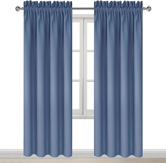 DWCN Blackout Curtains – Thermal Insulated, Energy Saving & Noise Reducing Bedroom and Living Room Curtains, Dusty Blue, W 42x L 84 Inch, Set of 2 Rod Pocket Curtain Panels - Image 9