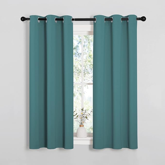 NICETOWN Window Curtain Panels, Thermal Insulated Solid Grommet Blackout Draperies/Drapes (Sea Teal, One Pair, 34 by 54-inch) by NICETOWN