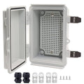 Waterproof Junction Box, ABS Plastic Electrical Box with Stainless Steel Latch, Hinged Cover Electric Project Enclosure Box with Mounting Plate, Wall Brackets & Cable Gland 5.9"x3.9"x2.8" by LuSumtly