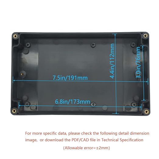 Junction Box, Zulkit Project Box IP65 Waterproof Outdoor Box ABS Plastic Electrical Boxes Electronic Enclosure Black 7.9 x 4.7 x 2.2 inch(200 x 120 x 56 mm)(Pack of 2) - Image 5