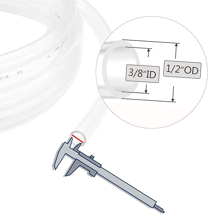 3/8’’ ID × 1/2’’ OD - 10 ft Clear Plastic Vinyl Tubing,Flexible PVC Hose Lightweight Non-Toxic vinyl Tube for Transfer Water Air Oil - Image 2