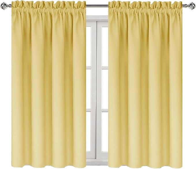 DWCN Blackout Curtains for Bedroom – Rod Pocket Thermal Insulated Noise Reducing Noise Reducing Drapes for Living Room, W 38 x L 45 Inch, 2 Panels, Light Yellow - Image 9