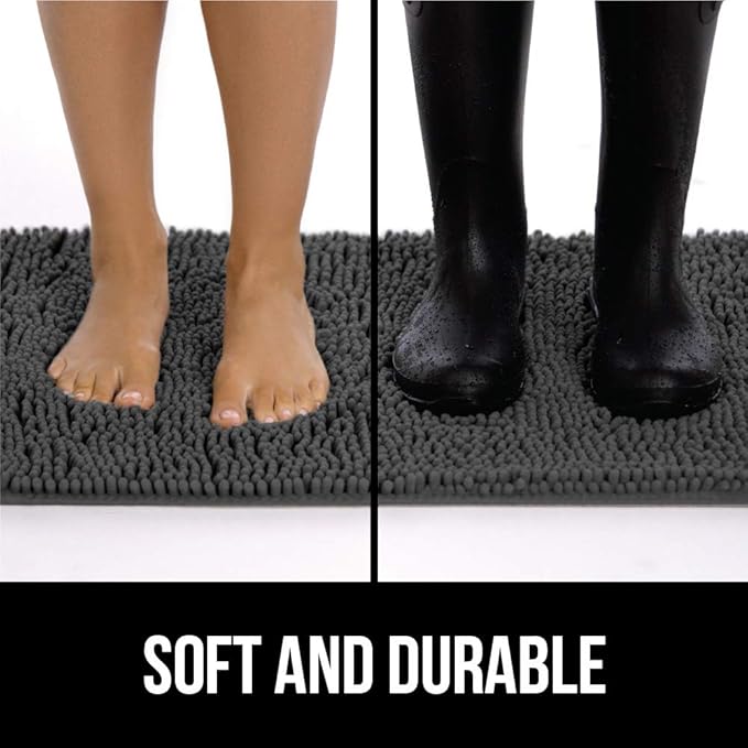 GORILLA GRIP SOAKSTOPPER Dog Door Mat, 36x24 Machine Washable Rug Absorbent Doormat Captures Moisture Mud Dirt, Quick Dry Soft Chenille Entryway Rugs Indoor Entrance Mats for Dog Paws, Charcoal - Image 2