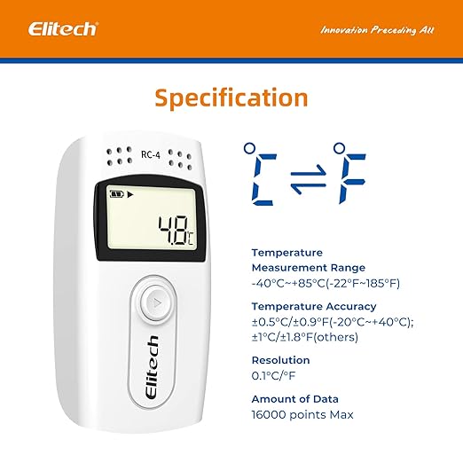 Elitech Digital Temperature Data Logger Medical Refrigerator Thermometer Vaccine Fridge Temperature Monitor, RC-4, 50 Pack - Image 2
