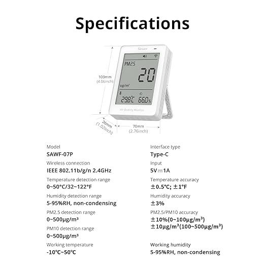 SONOFF Smart Indoor Air Quality Monitor with PM2.5, PM10, Temperature & Humidity Sensor, Real-Time Display & Alarm, Matter-Compatible, 2.4GHz WiFi, 3.73-inch Screen, for Bedroom, Nusery Room - Image 8