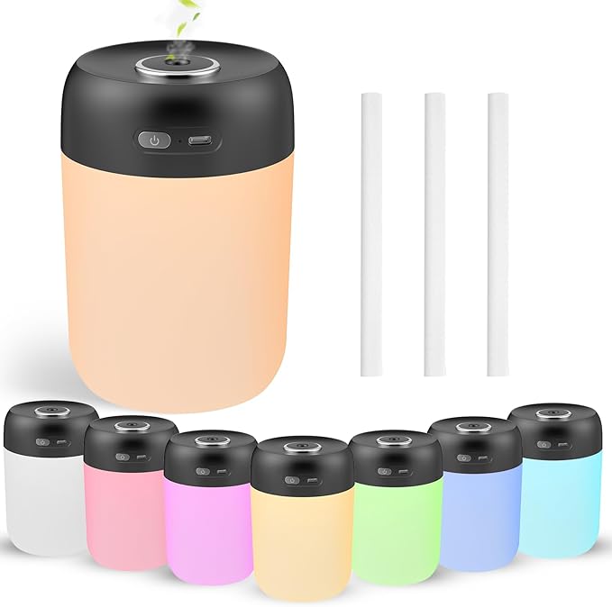 Portable Small Humidifier, 650ml Colorful Mini Humidifier for Bedroom, Office Desktop, Baby Room, Plants, Cool Mist Humidifiers(Black) by 1