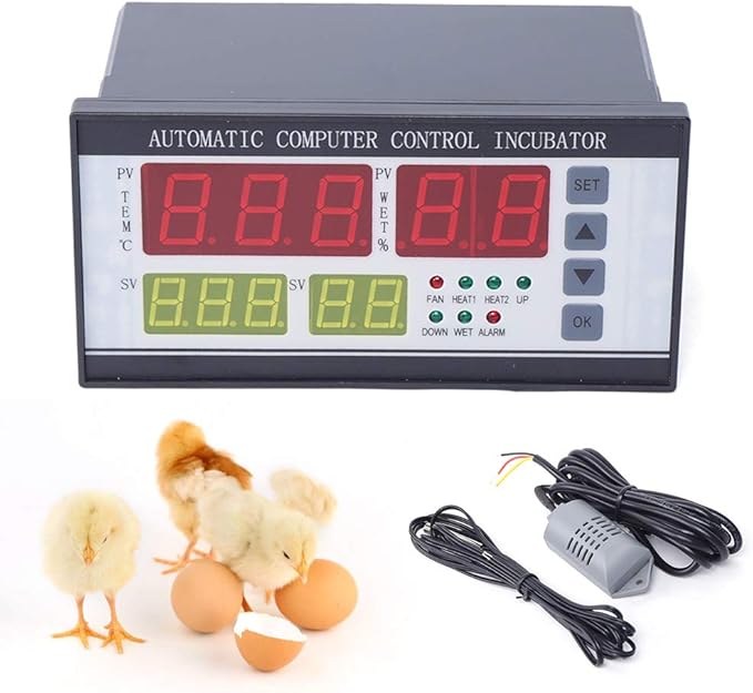 Incubator Controller, XM-18 Full Automatic Control System Egg Incubator Machine, 110V 0-99℃ Temperature Humidity Controller Thermostat Egg Hatching Control Machine for Home and Commercial Use by Unknown