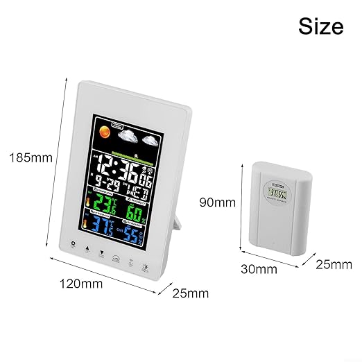 Indoor Hygrometer Thermometer with Digital Weather Station, and Humidity for Monitor for Indoor Outdoor, Weather Forecasting Device with Alarm Clock, 8-Language Weekday Display, Adjustable Brightness - Image 5