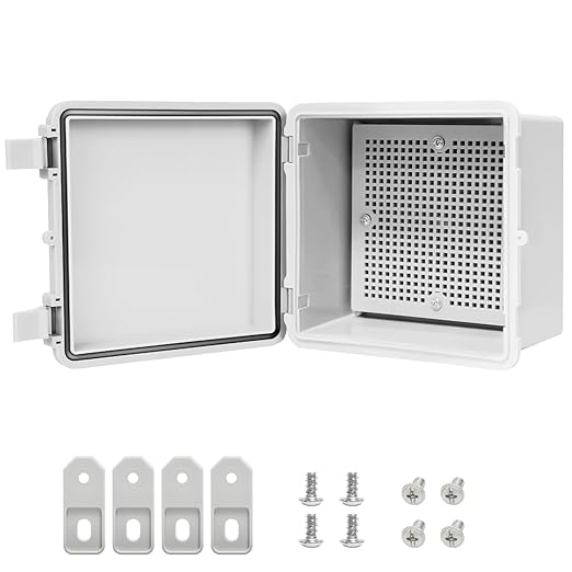 Junction Box, ABS Plastic IP65 Waterproof Dustproof Universal Electrical Enclosure Hinged Shell Outdoor and Indoor Usage Project Box, 5.9"x 5.9"x 3.5"(150x150x90mm), Grey by LMioEtool