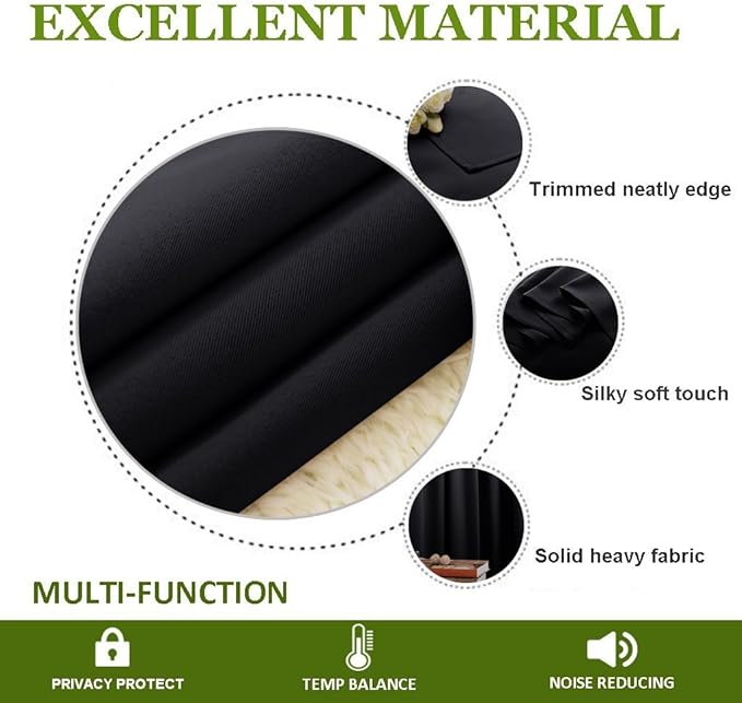 NICETOWN Room Separating Divider, Room Divider Curtains Screen Partition, Function Thermal Blackout Patio Door Curtain Panel, Sliding Door Insulated Curtain, Black, 8.3ft Wide x 8ft Long - Image 4