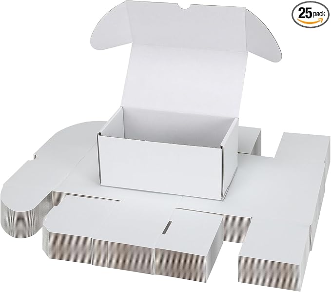 Bulk 200 Capacity Card Toploaders Storage Box, in Total 25 Pack All White Cardboard Shipping Boxes for 5000 Count 35pt 3x4 inch Toploaders or Toploaded Cards by Serwrsw