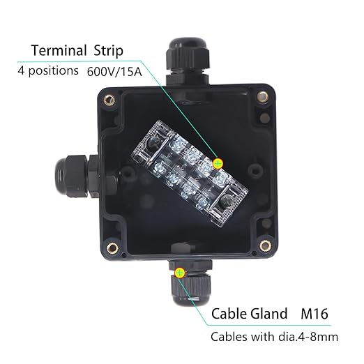Watertight Junction Box, IP67 Waterproof Electrical Project Box with 6P 15A Barrier Terminals,3P Cable Glands Electronic Enclosure 3.26" x 3.18" x 2.2" - Image 2