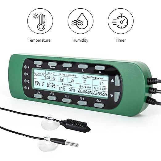 REPTI ZOO Reptile Digital Thermometer Hygrometer Controller for Tank Terrarium - Waterproof Reptile Timer with Thermostat Controller Lighting Timer - Image 3