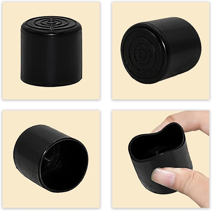 Flyshop 1-3/8", 35 mm, Patio Round Chair Leg Caps, Furniture Table Feet Covers Floor Protectors, Flexible Anti-Scratch PVC Legs Tips, 8 Pack, Black - Image 5