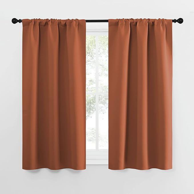 NICETOWN Blackout Curtains and Drapes - Thermal Insulated Solid Rod Pocket Blackout Draperies/Panels (Burnt Orange, 1 Pair, 34 by 54 inches) by NICETOWN