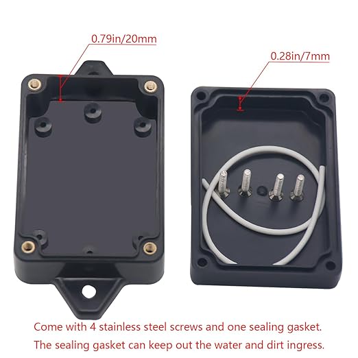 Junction Box IP65 Waterproof ABS Plastic Electrical Project Case Power Junction Boxes, Project Box with Fixed Ear Black 3.3 x 2.3 x 1.3Inch (83 x 58 x 33mm) - Image 4