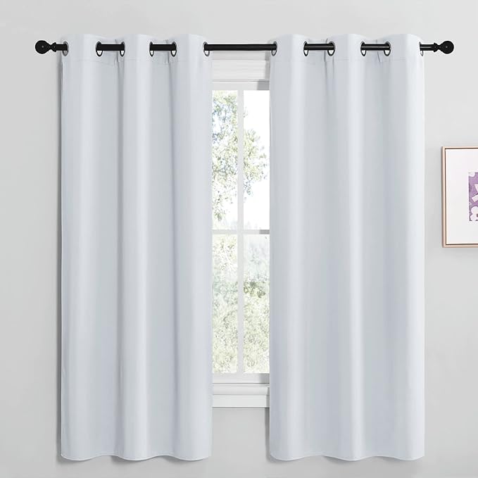 NICETOWN Room Darkening Draperies Curtains Panels, Window Treatment Thermal Insulated Grommet Room Darkening Curtains/Drapes for Bedroom (Greyish White, 2 Panels, 42 by 68) by NICETOWN